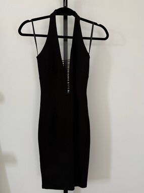 LF Angel Biba Black Halter Ladder-Front Mini Dress